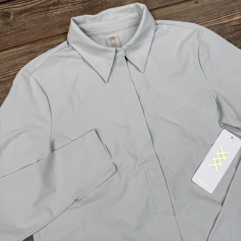 Rhone Women Size XS Mirage Button Up Grey Mist Water Resistant Performance NEW